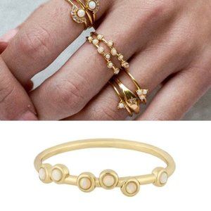 New Five and Two Scattered Opal Gold Tone Serena Stacking Ring Size 6